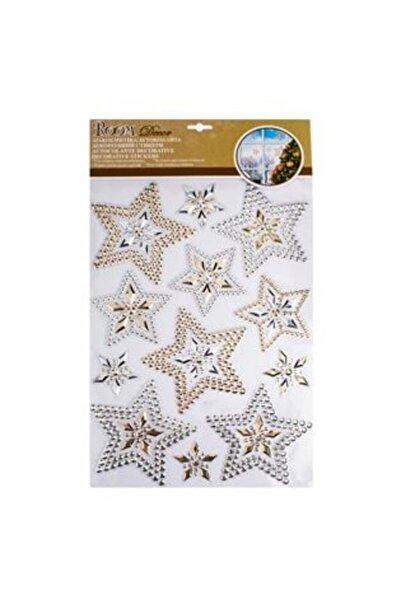 SHOPIENS Autocolante decorative de Crăciun cu stele în relief, bej, 18 x 23 cm