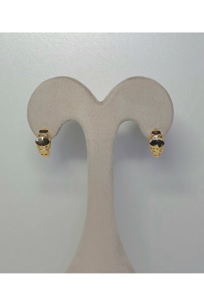 Mrs.Lry Çelik Kalın Geniş Oval Detaylı Halka Küpe Gold Rengi Modern Tarz Kilitli