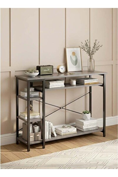 AGD Side Entrance Console Table with Open Storage Shelves, 130x35x90 cm