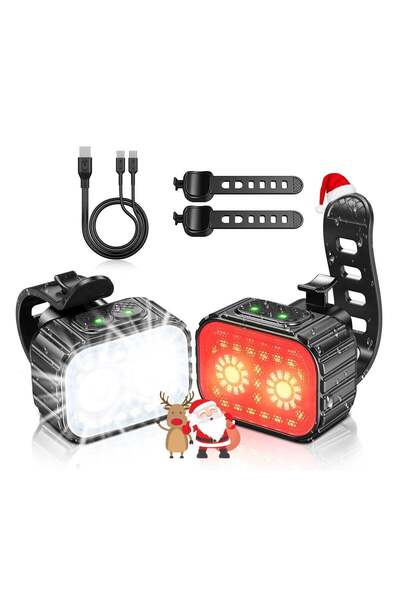 Hihonor Rechargeable Bike Light Set (Front & Rear), IPX6, 8/12 Modes, 58hr Runtime