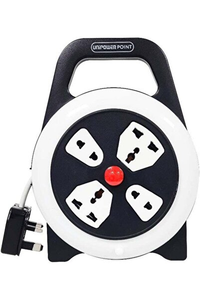 UNIPOWER 4-Way Socket Extension Reel with Switch, 5m Cable, Assorted Color