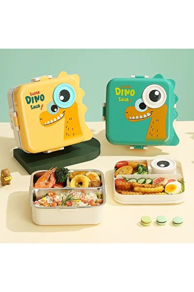 Mobcos Stainless Steel Lunch Containers 3 Compartments Lunch Box with Bowl Bento Box for Adult Kids