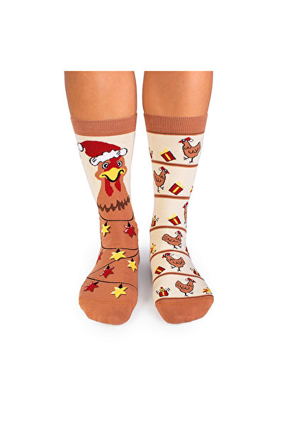 Pirin Hill Arty Socks Cotton Christmas Socks with Ecru Hen