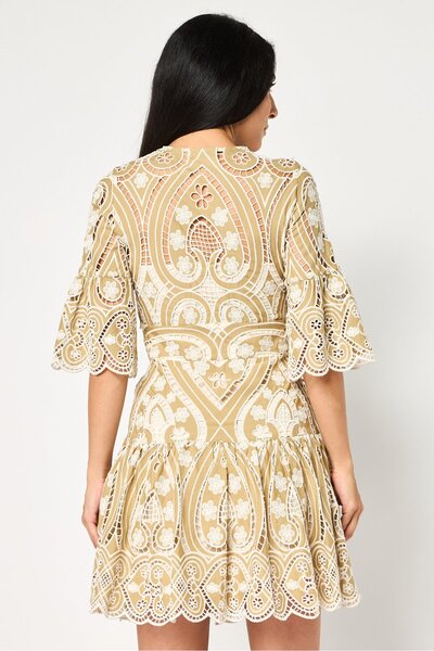 SANDRO Women Eyelet Mini Dress, Multicolor