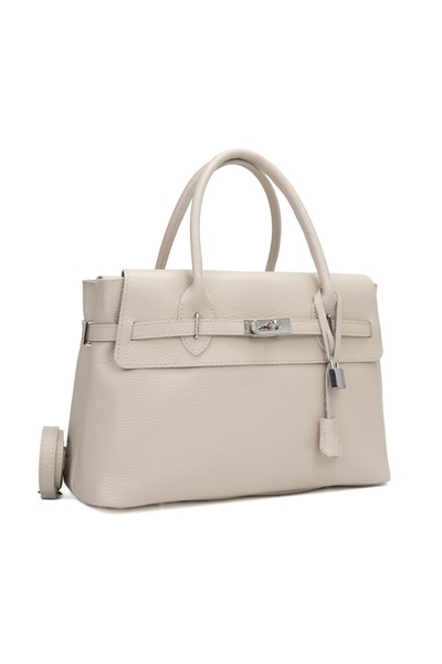 Posete Fagaras Poșetă din piele Lelia - bej, 3 compartimente, 3 buzunare, bre...