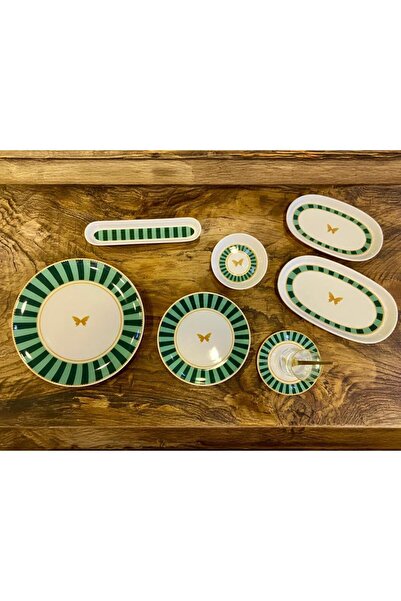 Dame Marie GREEN BUTTERFLY 6 KİŞİLİK 38 PARÇA KAHVALTI SETİ