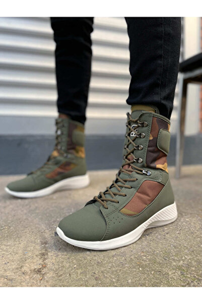 EBRUS TREND Jet-799 Verton Lace-Up Orthopedic Sole Daily Skin Men's Military Boots Cbt Khaki