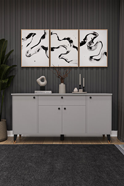 asratrend Çekmeceli Modern Konsol – 4 Kapaklı Dolap Salon & Yemek Odası Büfes...