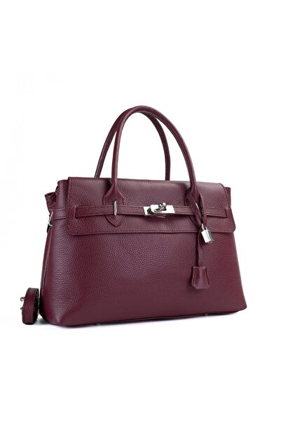 Posete Fagaras Poseta Piele Lelia - Bordo, 3 Compartimente, 3 Buzunare, Baret...