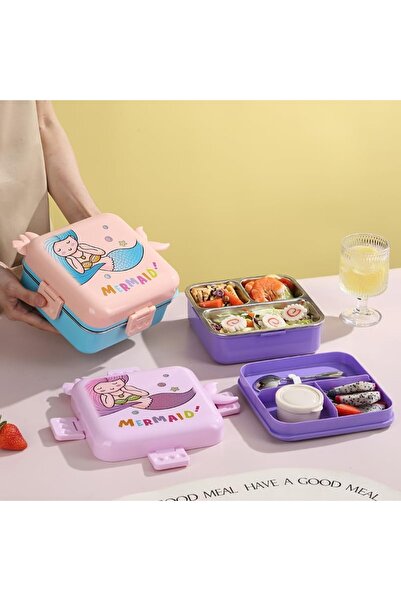 Mobcos Stainless Steel Lunch Containers 3 Compartments Lunch Box with Bowl Bento Box for Adult Kids