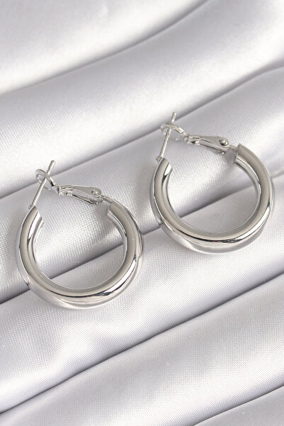 Skygo Brass Silver Color Hoop Model Women's Earrings - TJ-BKP8713