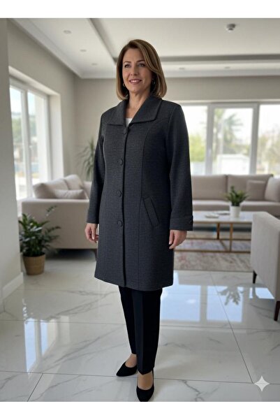 Pelikan Kadın Büyük Beden Çelik Örgü Kaban 107