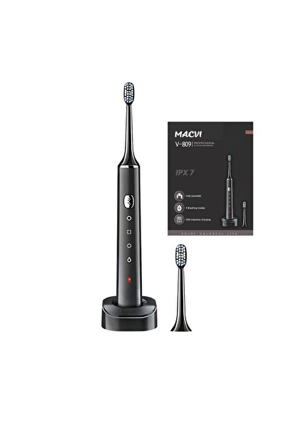 MACVI ® V-809 Electric Toothbrush, IPX7 waterproof, magnetic suspension, 3 modes, Black