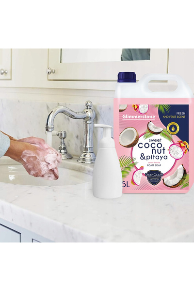GLIMMERSTONE Premium Creamy Foaming Soap with Coconut and Pitaya 5 L + Foaming soap dispenser, hypoallergenic.