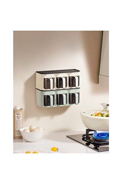 easybox Flippy Spice Storage Box, Wall-Mount, 3 Compartments, 25.8 x 13.6 x 10.5 cm, White-Black