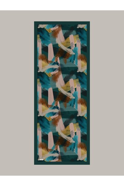 Ayshara Fırça cu model Șal cu o singură față - Petrol