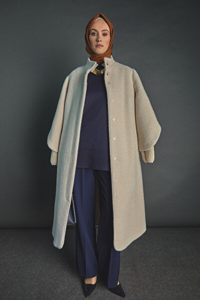 Setrms Yüksek Yakalı Lale Kol Ribanalı Kaban