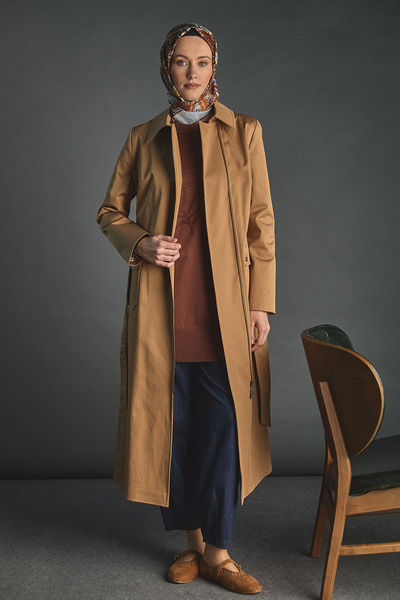 Setrms Kuşaklı Ekose Astarlı Kap