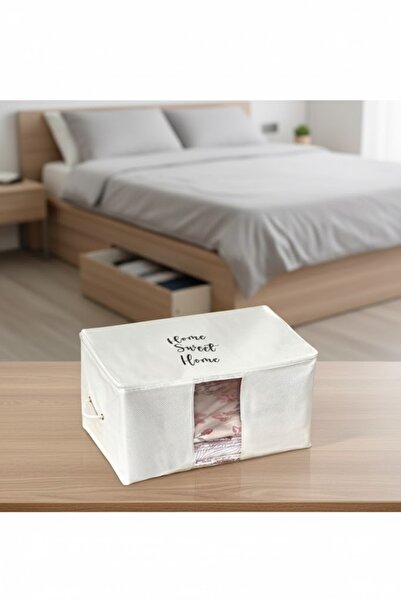 HomyJRs Medium Size White PVC Detailed Home Sweet Home Printed Bag 52x28x31