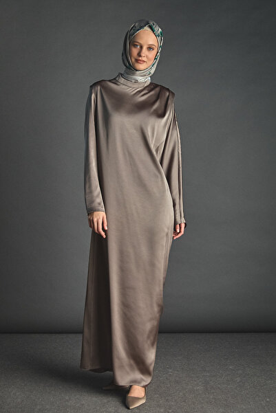 Setrms Drape Detaylı Hakim Yakalı Elbise