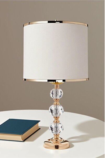 571 Store 3-Stone 55 cm Table Lampshade Glass Body Fabric Headboard Metal Leg Night Light Lighting