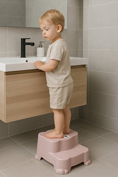 Funny Life Kaydırmaz Taban Çocuk Basamaklı Eğitim Taburesi - Banyo, Lavabo, Klozet Basamak Merdiven Yükseltici