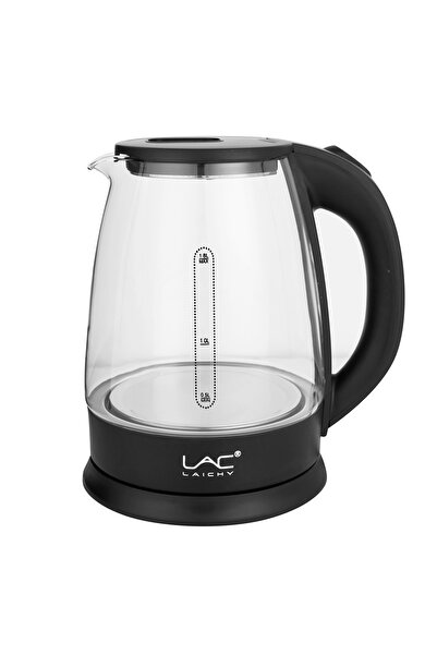 LAC LAICHY Electric Glass Kettle,1.8L 1500W,Automatic Temperature Protection, Heat-resistant Handle,Black