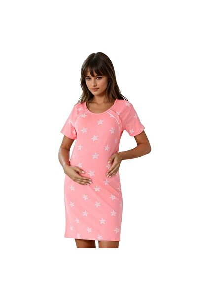 Formommy Nursing shirt, Star, Cotton, With oblique buttons, Size XL, Pink