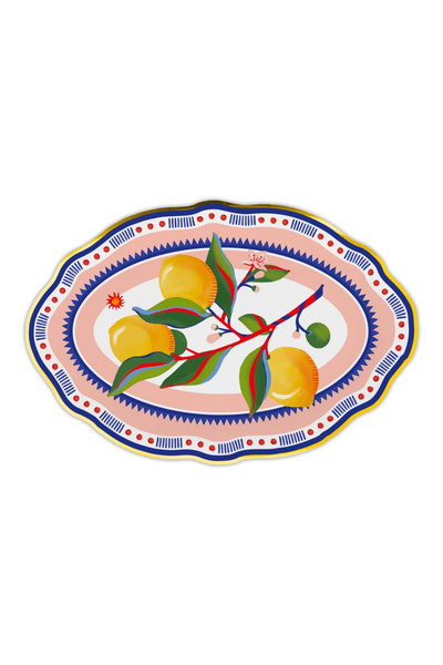 Baci Milano Dolce Vita Limon Desenli Oval Servis Tabağı 30x21 Cm