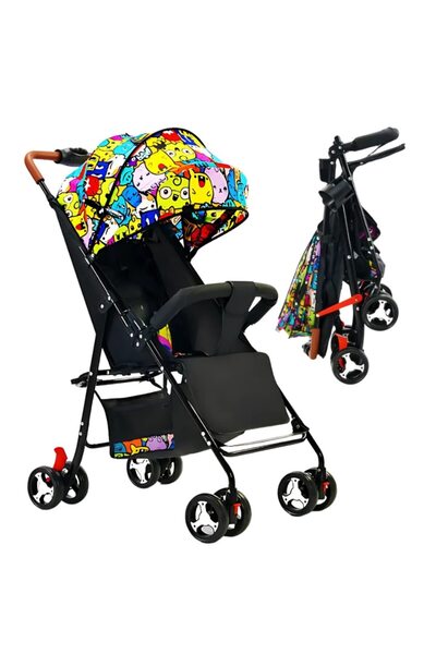 MACVI ® Lightweight Stroller, quick-fold, UV canopy, swivel wheels, 3-point harness, pedal brake