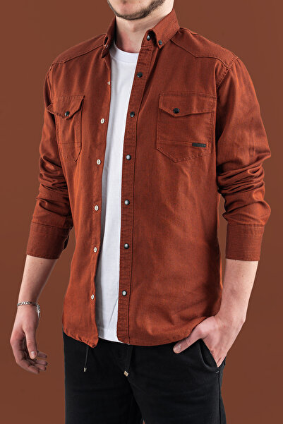 bombe Men's Slim Fit Slim Fit Denim Shirt