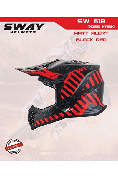 Sway Alert Full Face Tam Korumalı Kask (51-52cm) Siyah - Kırmızı