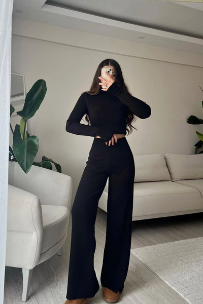 H&E LUXURY DESIGN Női Crop Finger Knit kötöttáru szett