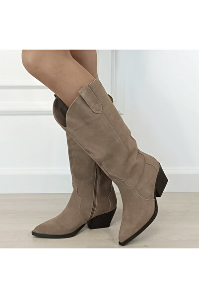 SOFILINE Ghete kaki din piele cu toc confortabil 6396 113