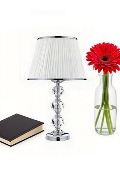 571 Store 3-Stone 55 cm Table Lampshade Glass Body Fabric Headboard Metal Leg Night Light Lighting