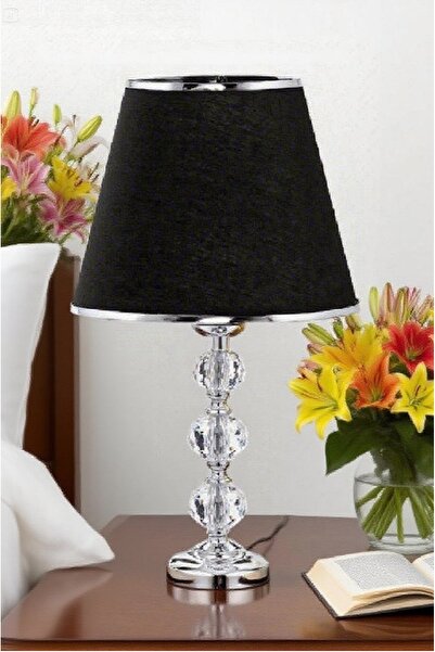 571 Store 3-Stone 55 cm Table Lampshade Glass Body Fabric Headboard Metal Leg Night Light Lighting