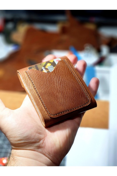 FH LEATHER GOODS Handmade Genuine Leather Vertical Wallet - 10X8Cm-(Personalization Must Be Done)