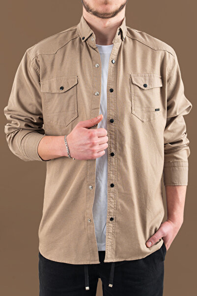 bombe Men's Slim Fit Slim Fit Denim Shirt