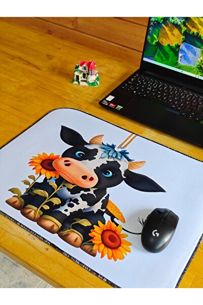 sgeteknoloji Sge Technology 55X45 cm Cute Cow Anti-Slip Base Speed Surface Gamer Mouse Pad Gaming Pad