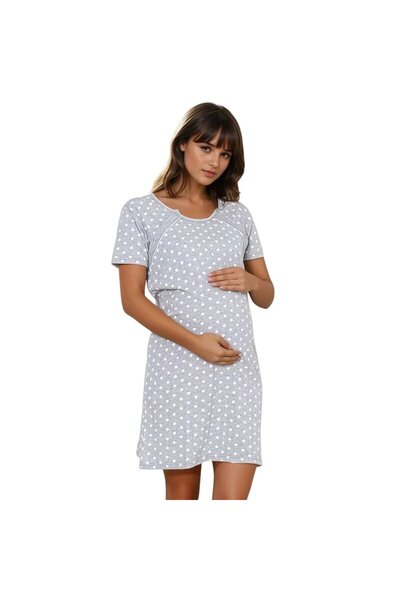 Formommy Nursing shirt, Polska dot, Cotton, With slanted buttons, Size M, Grey