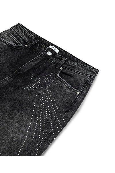 Twist Hotfix Printed Wide Leg Jean Pants