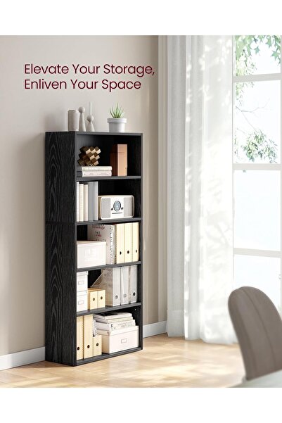 Chulovs 5-Tier Free-standing Bookshelf, 134.2 cm Height, Black