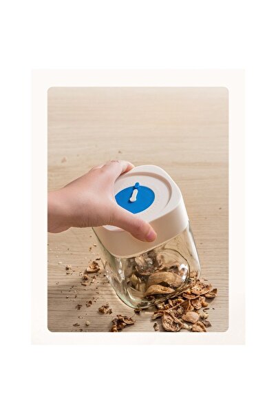 Flippy High-Quality Glass Jar, Airtight Lid, 1000 mL, 10x10x15.5 cm, White