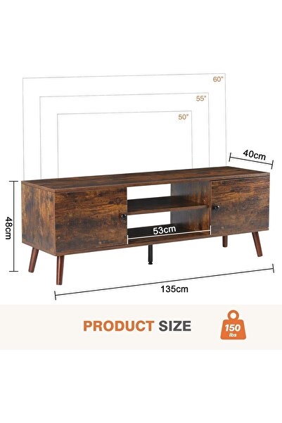 Chulovs TV Stand for 55–60 inch TV, Mid-Century Modern Entertainment Center with Extra Storage