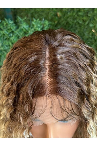 Fenomen Peruk Luxury Ombreli Afro Uzun Kıvırcık Tül Peruk Model - Doğal Saç