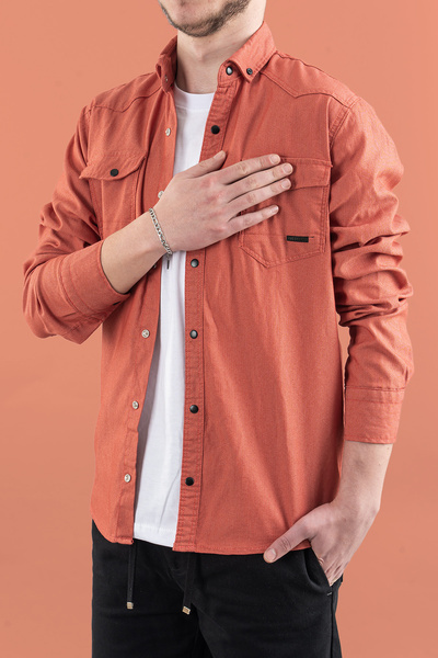 bombe Men's Slim Fit Slim Fit Denim Shirt