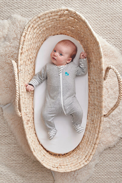 Love to Dream , Cotton jumpsuit with booties and zipper, Newborn, Grey Marie