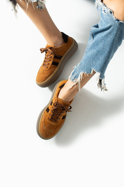 Getcho Γυναικεία αθλητικά παπούτσια Doak από γνήσιο δέρμα σουέτ, μαύρισμα