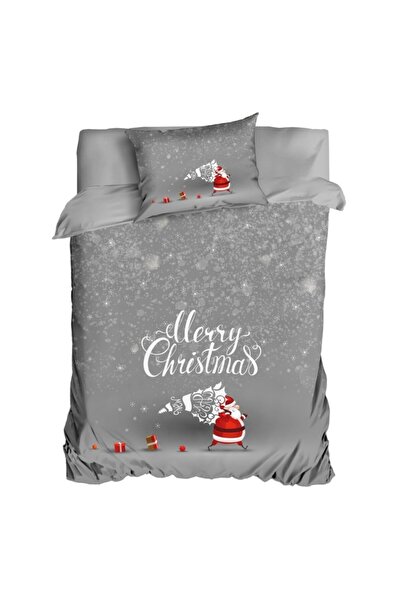 Club Cotton 3D Christmas bedding for 1 person with Santa Claus and Christmas tree, 100% cotton ranforce, Dexy Grey
