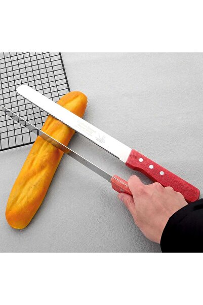 Vi Caro Servis Pratik 33 cm Keskin Tırtıklı Metal Ekmek Bıçağı Ekmek Kesme Bö...